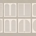 White Window Shutters Neatly Arranged In Multiple Panels For Home Decor 3d model