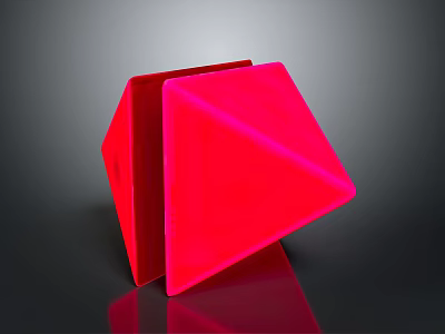Red Wood Stone Geometric Decorative Sculpture with Three Dimensional Shape and Artistic Design 3d model