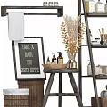 Stylish Bathroom Accessories Storage With Shelves Towels Bottles And Decorative Plants