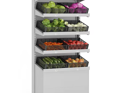 Multi Tiered Display Shelf With Various Fresh Vegetables And Fruits Storage 3d model