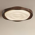Modern Wooden Frame Ceiling Light With White Lampshade And Soft Illumination 3d model