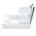 Modern White Bathtub Interior with Shower Faucet and Design Details