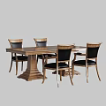 Modern Wooden Dining Table Set With 4 Chairs Black Leather Seats And Solid Wood Base