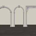 White Decorative Door Arches With Classical Columns In Interior Room Design 3d model