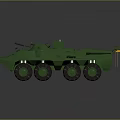 Green Military Armored Vehicle With Multiple Wheels And Top Mounted Weapon