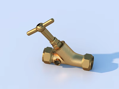 Brass Pipe Valve With Handwheel Plumbing Fixture Structure Design Details 3d model