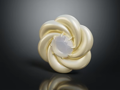 Elegant Gold Tone Spiral Petal Fashion Brooch With Clear Crystal Center 3d model
