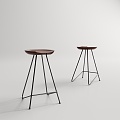 Nordic Bar Stool Furniture Bar Chair 3d model