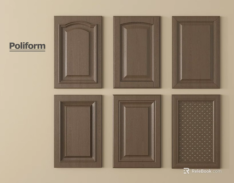 Poliform Wooden Cabinet Doors With Various Classic Designs And Patterns 3d model 