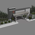 Modern Traditional Entrance Gate With Archway Gray White Walls And Greenery