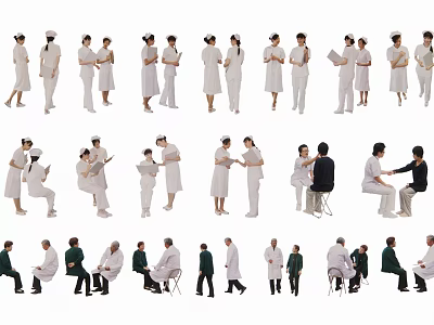 Medical Staff And Patients Interaction In Diverse Healthcare Scenes With Different Poses 3d model