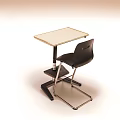Black Leisure Chair With Metal Frame And Matching Study Table Design