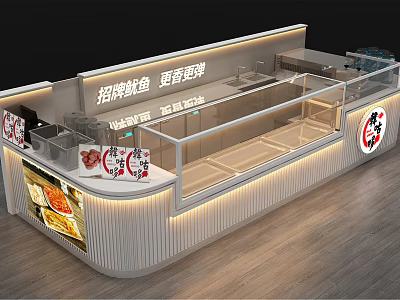 Modern Mall Food Shop With Transparent Display Counter Food Display And Soft Food Signage 3d model