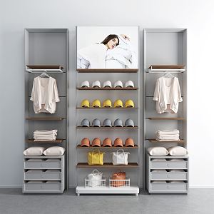 Modern Shelf Clothing Wall Rack 3d model