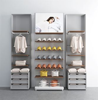 Modern Shelf Clothing Wall Rack 3d model