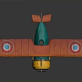 Colorful Aerospace Biplane Model With Orange Wings Blue Fuselage Red Tail Fin And Yellow Propeller