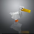Pixel Art White Pelican 3D Model With Yellow Beak And Orange Feet