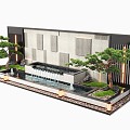 New Chinese style waterscape wall landscape wall waterscape water fountain landscape plant landscape sketch stacked water 3d model