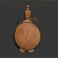 Orange Wooden Wine Flask With Leather Strap On Gray Background