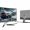 High Performance Curved Computer Monitor With Gaming Display And Sleek Silver Stand