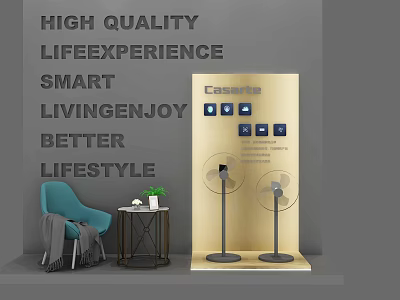 CASARTE Smart Fans In Modern Living Room Setup For Better Lifestyle Experience 3d model