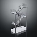Metal Multi Level Staircase Design With Metal Handrails And White Base Structure 3d model