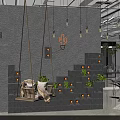Natural Interior Space With Potted Plants Woven Baskets And Pendant Lights