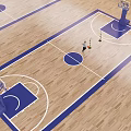 Basketball Court With Young Boy Dribbling Orange Basketball Around Yellow Training Poles And Blue Hoop