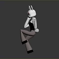 Cartoon Rabbit With Pink Ears White Body Black Bodysuit Pink Stockings And Black High Heels