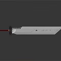 Sharp Silver Sword With Red Hilt Perforated Blade And Reflective Surface