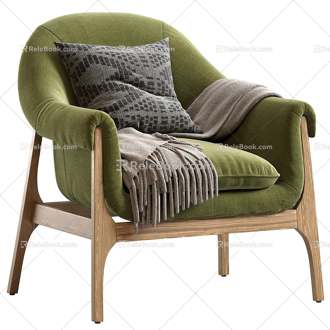 Modern sofa chair Indian wood chair in haze 3d model