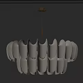 Modern White Petal Shaped Chandelier With Gold Hanging Rod On Gray Background