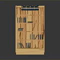 Wooden Bookshelf With Multiple Shelves Holding Books And Decorative Top Fabric