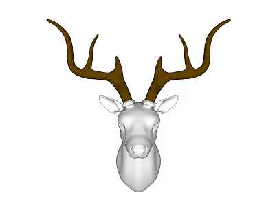 Animal Wall Decor White Deer Head with Brown Antlers Home Interior Decoration 3d model