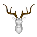 Animal Wall Decor White Deer Head with Brown Antlers Home Interior Decoration