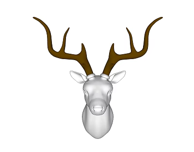 Animal Wall Decor White Deer Head with Brown Antlers Home Interior Decoration 3d model Animal Wall Decor White Deer Head with Brown Antlers Home Interior Decoration 3d model
