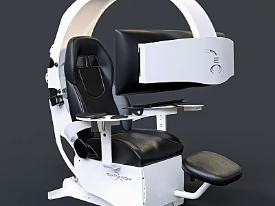 White Arc Frame VR Experience Chair With Black Ergonomic Seat And 3d model