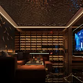Luxurious Modern KTV Interior With Comfortable Sofa LED Screen Ambient Lighting And Decorative Walls