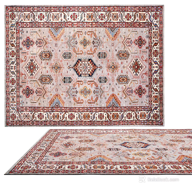 Square Area Rugs With Intricate Traditional Patterns 3d model