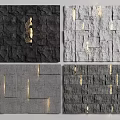 Modern Textured Background Wall Panel Designs With Stone Tiles And Gold Accents