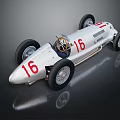 Vintage Single Seater Race Car With Number 16 White Body And Classic Design
