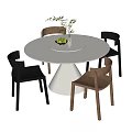 Modern Dining Table and Chair Combination Round Dining Table Dining Chair 3d model