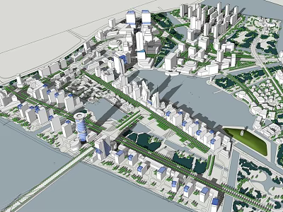 Shower Sauna Facilities in Urban Planning Design With Modern Buildings and Green Areas 3d model