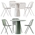 Modern Round Table With Striped Chairs In White And Green Tapered Leg Design