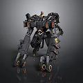 Game and Movie Mech Character With Detailed Black Design Yellow Accents And Mechanical Legs