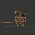 Modern Trolley Ancient Frame Car Frame Car Board Carriage 3d model
