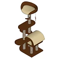Cat Tree Decorative Ornament Set Multi Level Spiral Steps Brown Beige Cat Bed Hanging Toy