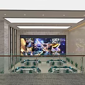 Modern Control Room Interior Design With Workstations Monitoring Screens And Upper Seating