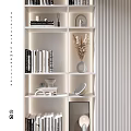 Modern White Bookshelves With Books Decorative Ornaments And Stylish Design
