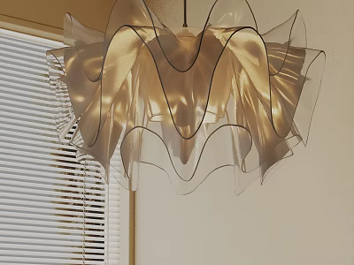 Elegant Modern Translucent Fabric Chandelier With Wave Design And Soft Lighting Effect 3d model